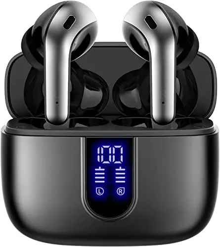 TAGRY Bluetooth Headphones True Wireless Earbuds 60H Playback LED Power Display Earphones with Wireless Charging Case IPX5 Waterproof in-Ear Earbuds with Mic for TV Smart Phone Laptop Computer Sports - 5