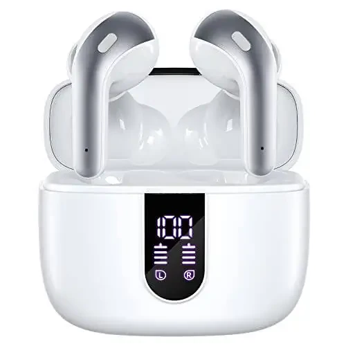 TAGRY Bluetooth Headphones True Wireless Earbuds 60H Playback LED Power Display Earphones with Wireless Charging Case IPX5 Waterproof in-Ear Earbuds with Mic for TV Smart Phone Laptop Computer Sports - 1