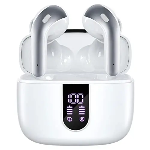 TAGRY Bluetooth Headphones True Wireless Earbuds 60H Playback LED Power Display Earphones with Wireless Charging Case IPX5 Waterproof in-Ear Earbuds with Mic for TV Smart Phone Laptop Computer Sports 