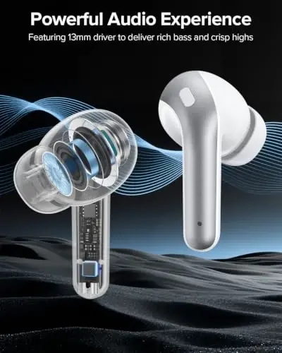 TAGRY Bluetooth Headphones True Wireless Earbuds 60H Playback LED Power Display Earphones with Wireless Charging Case IPX5 Waterproof in-Ear Earbuds with Mic for TV Smart Phone Laptop Computer Sports - 3