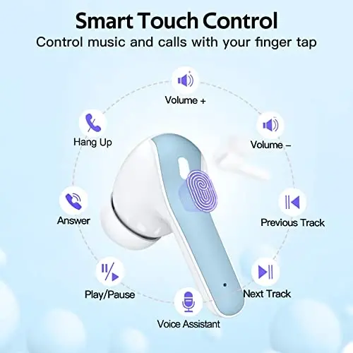 TAGRY Bluetooth Headphones True Wireless Earbuds 60H Playback LED Power Display Earphones with Wireless Charging Case IPX5 Waterproof in-Ear Ear buds with Mic for TV Smart Phone Laptop Computer Sports - 4