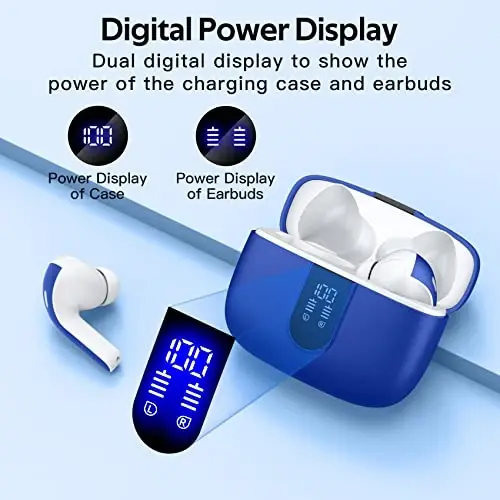TAGRY Bluetooth Headphones True Wireless Earbuds 60H Playback LED Power Display Earphones with Wireless Charging Case IPX5 Waterproof in-Ear Ear buds with Mic for TV Smart Phone Laptop Computer Sports - 2