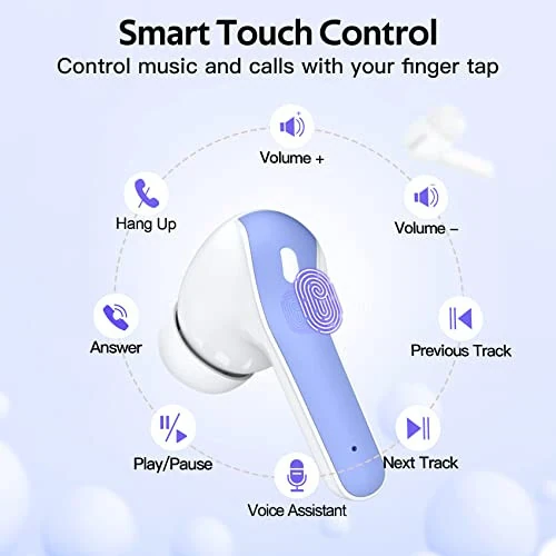 TAGRY Bluetooth Headphones True Wireless Earbuds 60H Playback LED Power Display Earphones with Wireless Charging Case IPX5 Waterproof in-Ear Ear buds with Mic for TV Smart Phone Laptop Computer Sports - 4