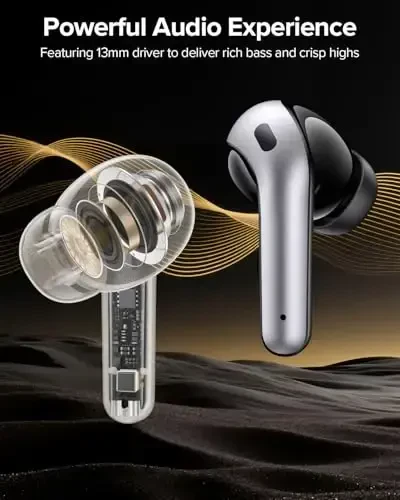 TAGRY Bluetooth Headphones True Wireless Earbuds 60H Playback LED Power Display Earphones with Wireless Charging Case IPX5 Waterproof in-Ear Ear buds with Mic for TV Smart Phone Laptop Computer Sports - 3
