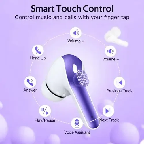 TAGRY Bluetooth Headphones True Wireless Earbuds 60H Playback LED Power Display Earphones with Wireless Charging Case IPX5 Waterproof in-Ear Ear buds with Mic for TV Smart Phone Laptop Computer Sports - 4