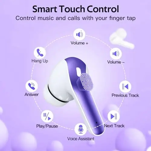 TAGRY Bluetooth Headphones True Wireless Earbuds 60H Playback LED Power Display Earphones with Wireless Charging Case IPX5 Waterproof in-Ear Ear buds with Mic for TV Smart Phone Laptop Computer Sports - 4