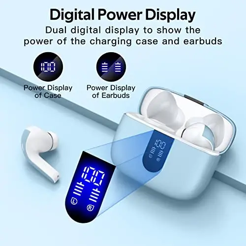 TAGRY Bluetooth minigarnituralari Haqiqiy simsiz quloqchinlar 60 soat ijro etish LED quvvat displeyi simsiz zaryadlash qutisi bilan IPX5 suv o‘tkazmaydigan quloq ichidagi televizor smartfoni noutbuk kompyuteri sporti uchun mikrofonli quloqchinlar - TAGRY (1)