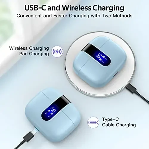 TAGRY Bluetooth minigarnituralari Haqiqiy simsiz quloqchinlar 60 soat ijro etish LED quvvat displeyi simsiz zaryadlash qutisi bilan IPX5 suv o‘tkazmaydigan quloq ichidagi televizor smartfoni noutbuk kompyuteri sporti uchun mikrofonli quloqchinlar - 3