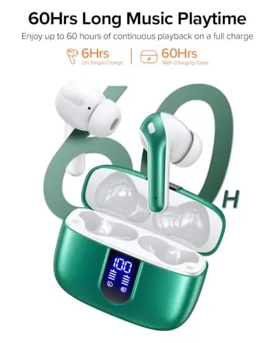 TAGRY Bluetooth naushniklari True Wireless Earbuds 60H Playback LED Quvvat Displeyli Naushniklar Simsiz Zaryadlash Qutisi bilan IPX5 Suvga chidamli Quloq ichidagi Naushniklar TV Smartfon Noutbuk Kompyuter Sport uchun Mikrofon bilan - TAGRY (1)