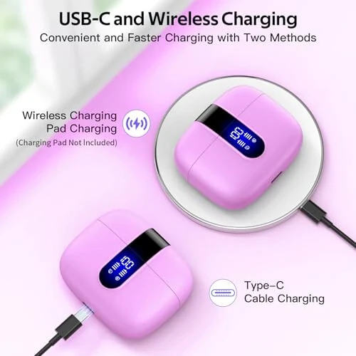 TAGRY Bluetooth-наушники Беспроводные наушники True Wireless 60 часов воспроизведения LED-дисплей питания Наушники с беспроводной зарядкой IPX5 Водонепроницаемые внутриканальные наушники с микрофоном для телевизора смартфона ноутбука компьютера Спорт - 3