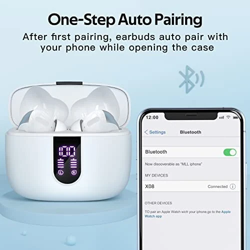 TAGRY Bluetooth Quloqchinlari Haqiqi Simsiz Quloqchinlar 60 soat Davom Etuvchi LED Quvvat Displeyli Quloqchinlar Simsiz Zaryad Qutusi IPX5 Su O'tkazmaydigan Quloqchinlar Mikrofonli TV Smartfoni Noutbuk Kompyuter Sport uchun - 5