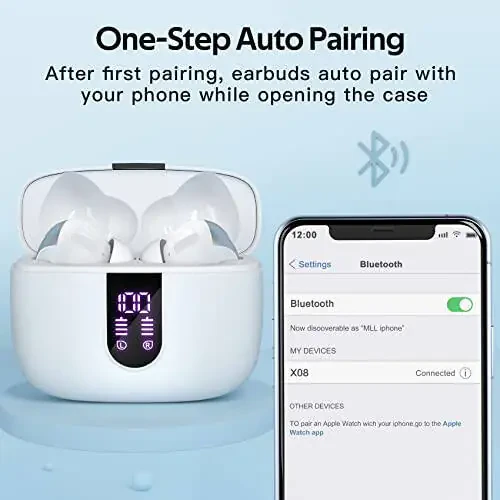 TAGRY Bluetooth Quloqchinlari Haqiqi Simsiz Quloqchinlar 60 soat Davom Etuvchi LED Quvvat Displeyli Quloqchinlar Simsiz Zaryad Qutusi IPX5 Su O'tkazmaydigan Quloqchinlar Mikrofonli TV Smartfoni Noutbuk Kompyuter Sport uchun - 5