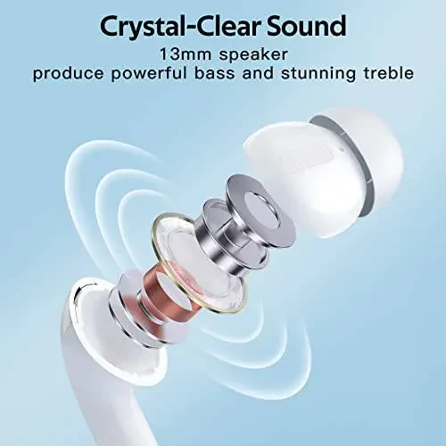 TAGRY Bluetooth Quloqchinlari Haqiqi Simsiz Quloqchinlar 60 soat Davom Etuvchi LED Quvvat Displeyli Quloqchinlar Simsiz Zaryad Qutusi IPX5 Su O'tkazmaydigan Quloqchinlar Mikrofonli TV Smartfoni Noutbuk Kompyuter Sport uchun - 6