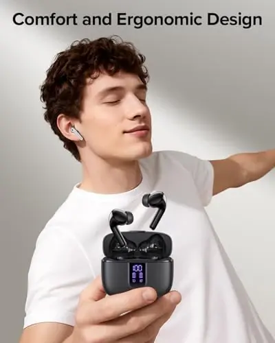 TAGRY Bluetooth Quloqchinlari Haqiqi Simsiz Quloqchinlar 60 soat O'ynash LED Quvvat Displeyli Quloqchinlar Simsiz Zaryadlash Qutisi bilan IPX5 Su O'tkazmaydigan Quloq ichidagi Quloqchinlar Mikrofonli TV Smartfon Noutbuk Kompyuter Sport uchun - TAGRY