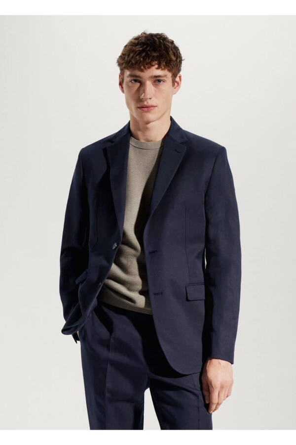 Tailored Linen Suit Blazer - 1