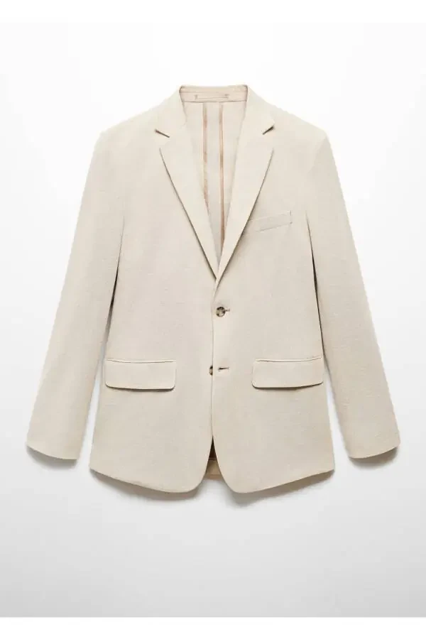 Tailored Slim Fit Cotton Blazer Jacket - 3