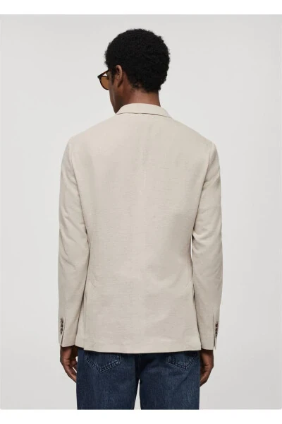 Tailored Slim Fit Cotton Blazer Jacket - 4