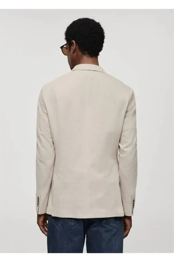 Tailored Slim Fit Cotton Blazer Jacket - 4
