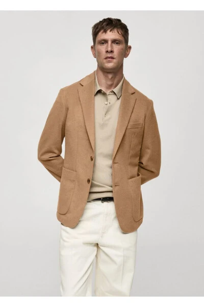Tailored Wool Blazer Jacket - MANGO MAN