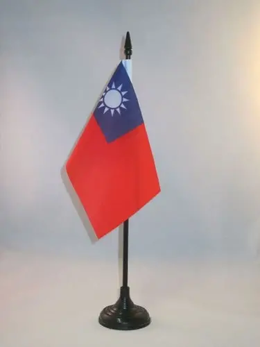 Taiwan Table Flag 4'' x 6'' - Taiwanese Desk Flag 15 x 10 cm. - Black plastic stick and base - AZ FLAG 