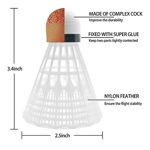 TaktZeit Badminton Birdies 12-Pack Nylon Badminton Shuttlecocks Birdies for Badminton Amateur Training and Backyard Family Game - 3