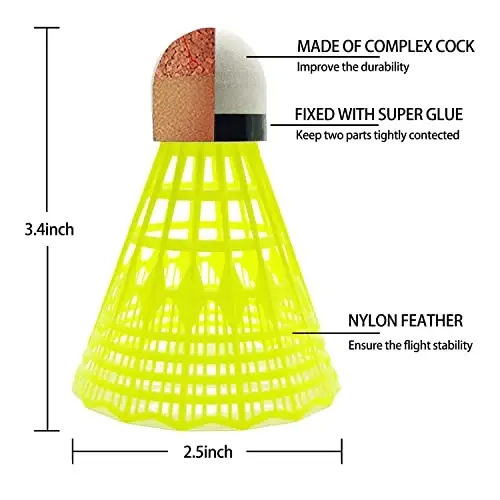TaktZeit Badminton Birdies 12-Pack Nylon Badminton Shuttlecocks Birdies for Badminton Amateur Training and Backyard Family Game - 3