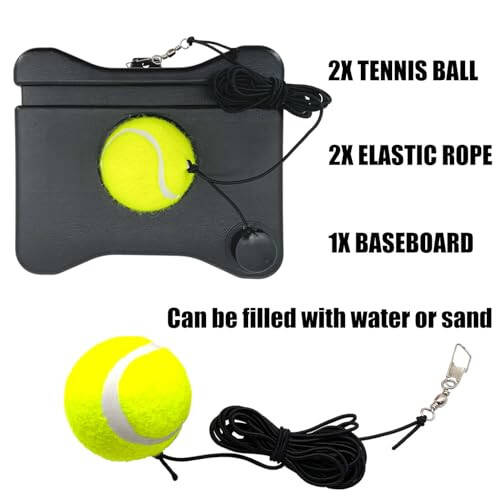 TaktZeit Tennis Trainer Rebound Baseboard Self Training Equipment Rebounder with 2 String Tennis Balls - 2