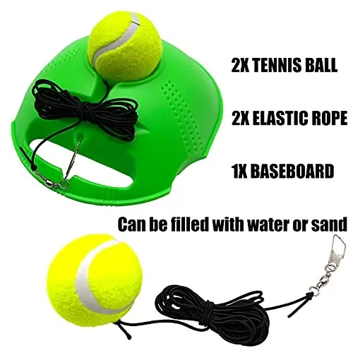 TaktZeit Tennis Trainer Rebound Baseboard Self Training Equipment Rebounder with 2 String Tennis Balls - 7