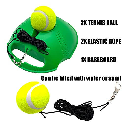 TaktZeit Tennis Trainer Rebound Baseboard Self Training Equipment Rebounder with 2 String Tennis Balls - 7