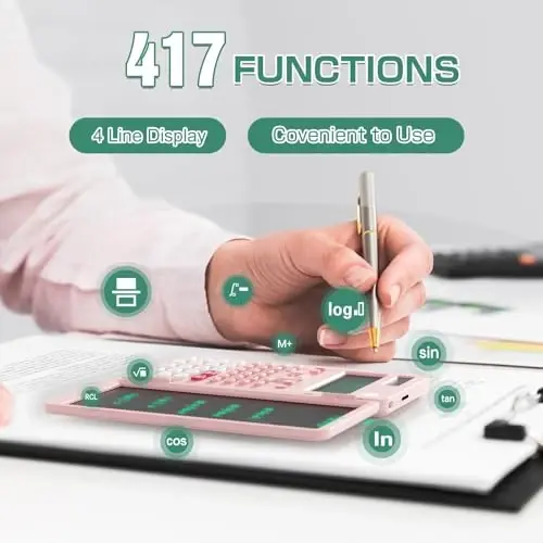 Talabalar uchun qayta zaryadlanuvchi ilmiy kalkulyator, pushti 991ES MAX buklanadigan ilmiy kalkulyator, daftar bilan 417 funktsiyali quyosh energiyasi ilmiy kalkulyatorlari o'rta va yuqori maktab uchun (pushti) - 3