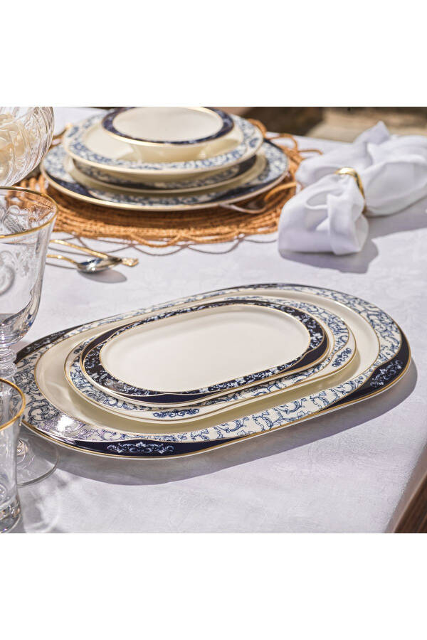 Talisman Lace Dinner Set 60 Pieces - Navy Blue - 7