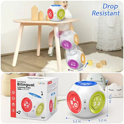 Talkfun Bilingual Cube Learning Toy for 1+ Year Old Boy Girl Gift, Musical Developmental Baby Toy 12-18 Month, Educational Toy for Toddler Age 1-2, First Christmas 1st Birthday Gifts for One Year Old - 6