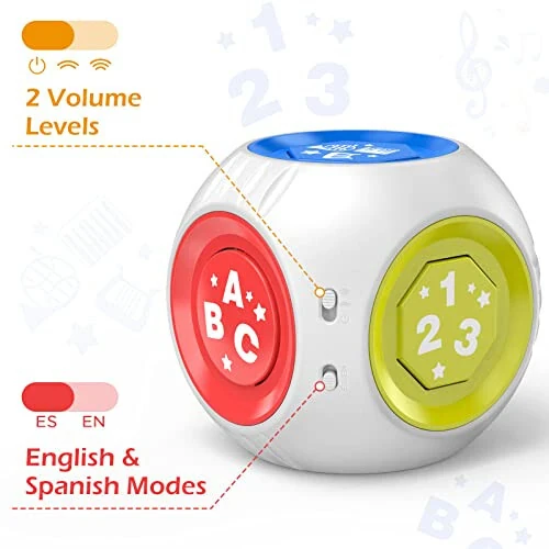 Bilingual Educational Toys for 1 Year Old Boy Girl, Musical Learning Cube Baby Toy 6-9-12-18 Month, Christmas Birthday Gift for 1 Year Old Boy Girl - 4