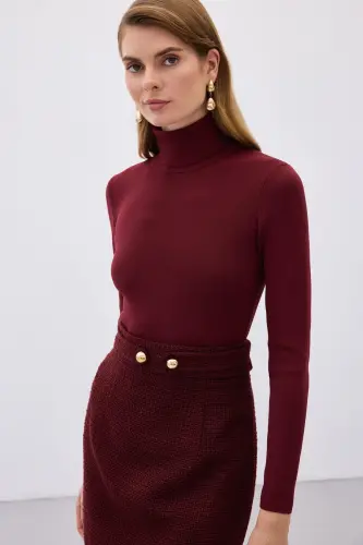 Tam Balıkçı Triko - Bordo-Bordo 