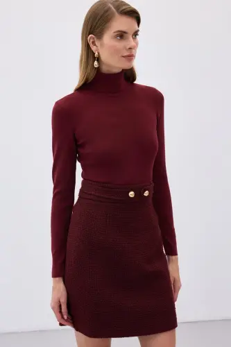 Tam Balıkçı Triko - Bordo-Bordo - 4