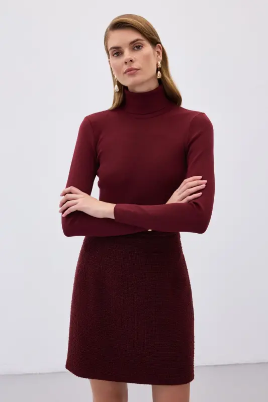 Tam Balıkçı Triko - Bordo-Bordo - 5