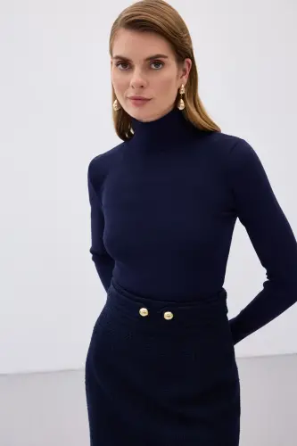 Tam Balıkçı Triko - Lacivert-LACİVERT - 5