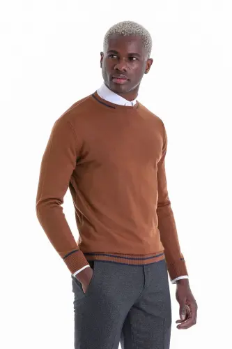 Tamaki Comfort Fit Naqshli Yaka Yumaloq Jun sviter - Tamaki - HATEMOĞLU (1)