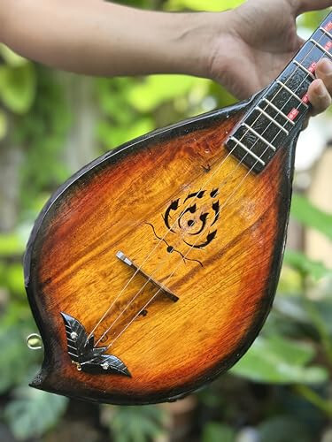 Tamegems Craft Isarn Acoustic Phin 3 Strings, Thai Lao Guitar Musical Instrument, Traditional Thai Musical Pin N01 - 4