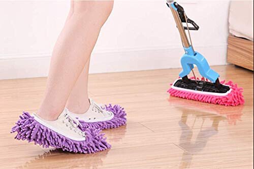 Tamicy Mop Slippers Shoes 5 Pairs (10 Pieces) - Microfiber Cleaning House Mop Slippers Floor Cleaning Tools Shoe Cover Soft Washable Reusable Microfiber Foot Socks Floor Cleaning Tools Shoe Cover - 5