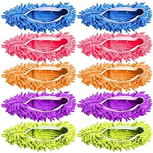 Tamicy Mop Slippers Shoes 5 Pairs (10 Pieces) - Microfiber Cleaning House Mop Slippers Floor Cleaning Tools Shoe Cover Soft Washable Reusable Microfiber Foot Socks Floor Cleaning Tools Shoe Cover - 1