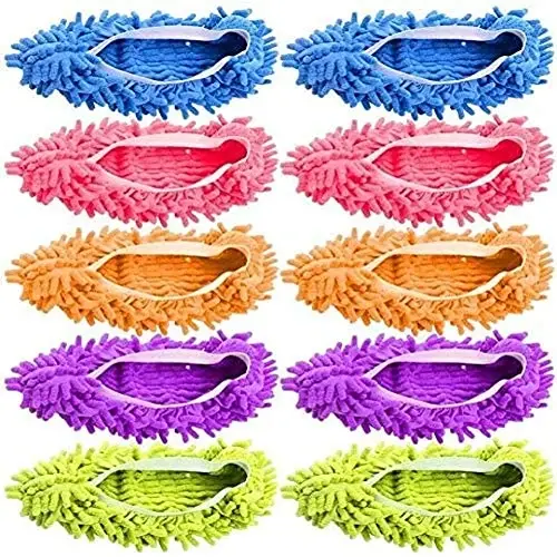 Tamicy Mop Terlik Ayakkabı 5 Çift (10 Adet) - Mikrofiber Temizlik Ev Mop Terlik Zemin Temizleme Aletleri Ayakkabı Kılıfı Yumuşak Yıkanabilir Tekrar Kullanılabilir Mikrofiber Ayak Çorapları Zemin Temizleme Aletleri Ayakkabı Kılıfı - TAMICY