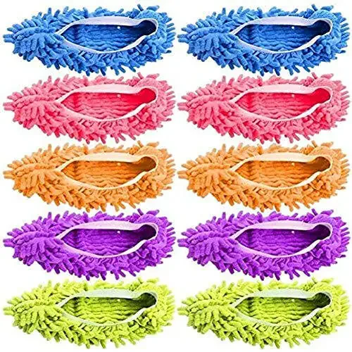 Tamicy Mop Slippers Shoes 5 Pairs (10 Pieces) - Microfiber Cleaning House Mop Slippers Floor Cleaning Tools Shoe Cover Soft Washable Reusable Microfiber Foot Socks Floor Cleaning Tools Shoe Cover - 1