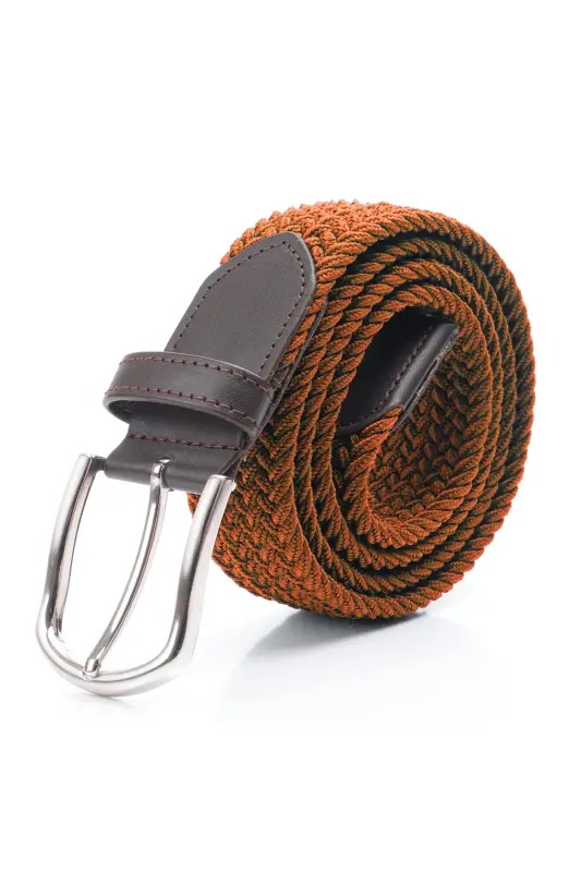 Tan Color Elastic Knit Belt-Tan - 1