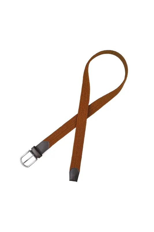 Tan Color Elastic Knit Belt-Tan - 2