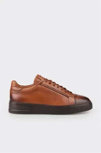 Tan Leather Men's Casual Shoes - 1
