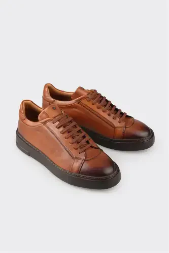 Tan Leather Men's Casual Shoes - 2