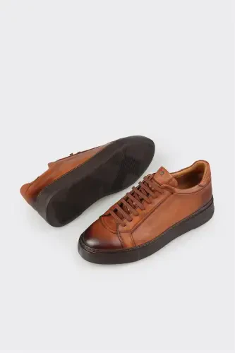 Tan Leather Men's Casual Shoes - 3