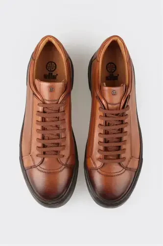 Tan Leather Men's Casual Shoes - 4