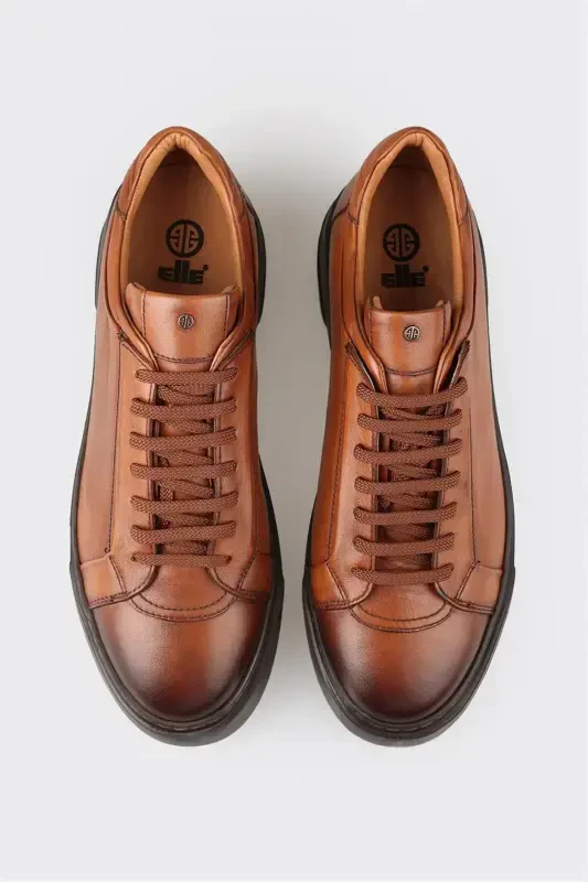 Tan Leather Men's Casual Shoes - 4